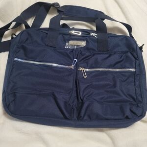 New Laptop‎ Bag Messenger Travel Navy Blue Bella Russo Work Tote Silver Hardware